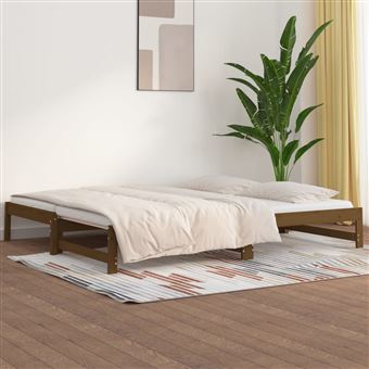 Estrutura Sofá-cama de Puxar vidaXL | 2 x (90x200) cm | pinho Castanho-mel - 1