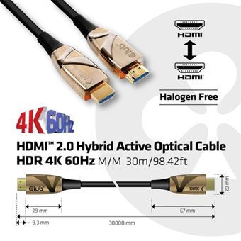 30M / 98 ft Fiber Optic 4K@60Hz HDMI 2.0 Active Optical Cable