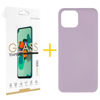 Pack skyhe 1 x Película de Vidro Temperado 2.5D + Capa para Apple iPhone 13 Silicone Líquido | Roxo - 1