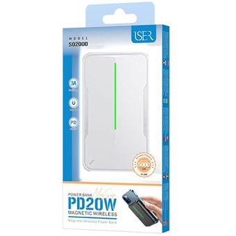 Power Bank Portátil Wireless Iser Sd2000 para Telemóvel | 5000Mah - Branco - 1