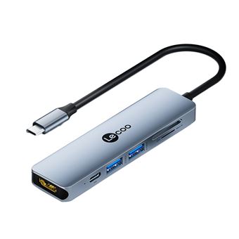 Adaptador Lecoo LKC1305H 6 em 1 | Type-C a 2USB3.0 PD100W HDMI SD/TF para HUAWEI Mate40/P50 Samsung S20 - 1