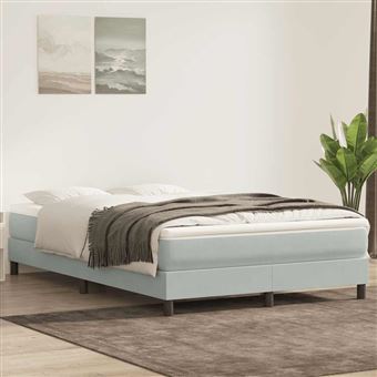 Cama com molas sem colchão vidaXL |  160x220 cm | veludo cinzento-claro - 1