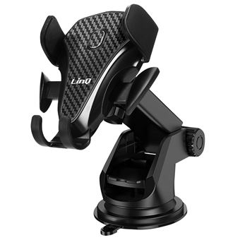 Suporte de Automóvel para Smartphone LinQ | Ventosa Painel de Bordo/Pára-brisas | Botão de Bloqueio - 1