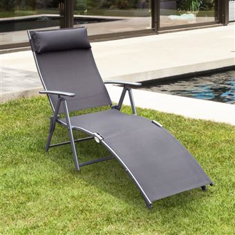 Espreguiçadeira Dobrável Outsunny com Encosto Ajustável 137x63.5x100.5 cm | Aço - 1