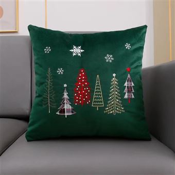 Capa de Almofada BOD HOME com Flocos de Neve e Árvores de Natal Verde | 45x45cm - 1