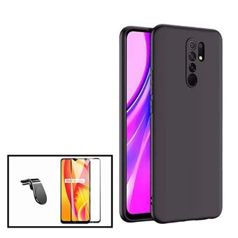 Kit Phonecare | Película de Vidro 5D Full Cover + Capa Silicone Líquido + Suporte Magnético L Safe Driving para Carro para Xiaomi Poco M2 - Preto - 1