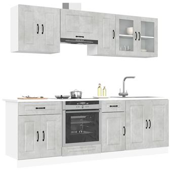 Conjunto de armários de cozinha vidaXL | 8 Peças | Kalmar cinzento cimento - 1