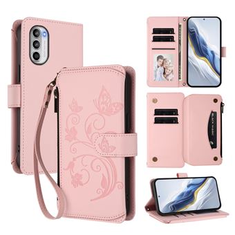 Capa tipo Carteira FOXDOCK para Motorola Moto G52 4G/G82 5G | Porta-cartões | Alça de Mão | Rosa - 1