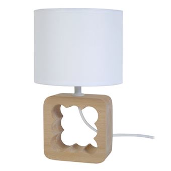 Candeeiro de Mesa Tosel Kobe | 15 cm | 1 Luzes - Madeira Natural e Branco - 1