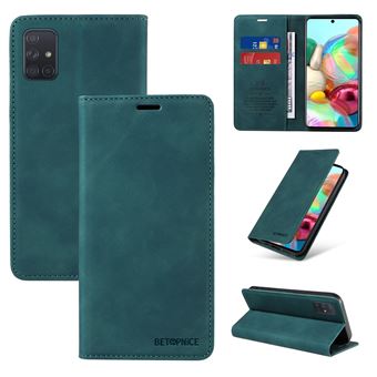 Capa FOXDOCK para Samsung Galaxy A71 4G | Bloqueio RFID | TPU | Aba/Detalhes em Pele Sintética | Compartimentos para cartões | Verde - 1