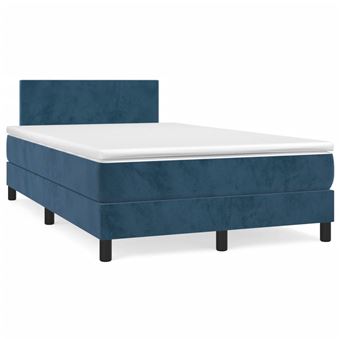 Cama boxspring com colchão vidaXL | 120x190 cm | veludo azul-escuro - 1