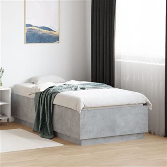 Estrutura de cama com luzes LED vidaXL | derivados madeira cinza-cimento - 1