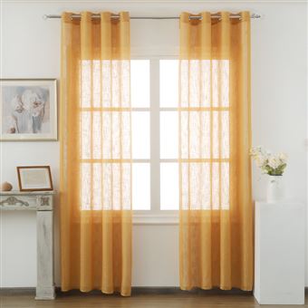 Cortina de Linho com Tecido Translúcido BOD HOME | 140x260cm | Mostarda - 1