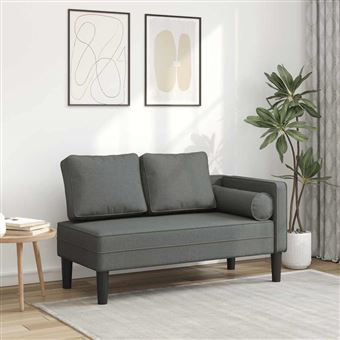 Chaise lounge com almofadões vidaXL | tecido cinzento-escuro - 1