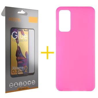 Conjunto Accetel 1 x Película de Vidro Full + Capa para Huawei P Smart 2021 Silicone Liso Rosa - 1
