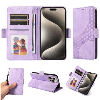 Capa FLOODKING para iPhone 15 Pro Max | Design Acolchoado | Couro PU Premium | Roxo - 1