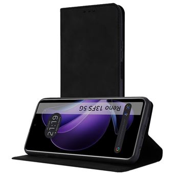 Capa TUMUNDOSMARTPHONE de couro com porta-cartões para Oppo Reno 13FS 4G / 13 FS 5G | Preta - 1