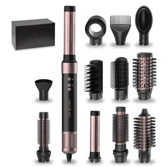Modelador de Cabelo Cecotec Bamba CeramicCare 12in1 AirGlam Black | 1400 W | Rosa - 1