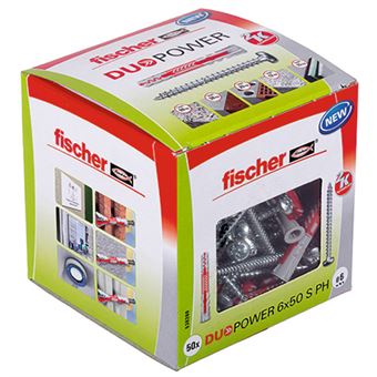 Bucha e Parafuso Fischer DUOPOWER 6 x 50 S PH LD | Cinzento - 1