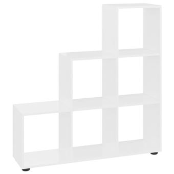 Estante em escada vidaXL | derivados de madeira 107 cm | branco brilhante - 1