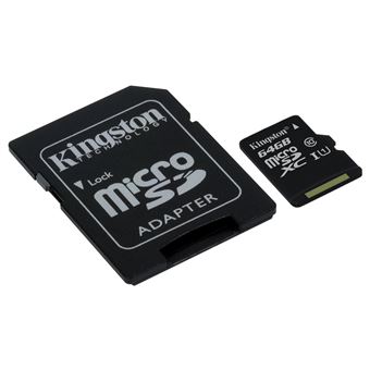 Cartão de Memória Kingston Technology microSDXC Class 10 UHS-I Card 64GB | Preto - 1