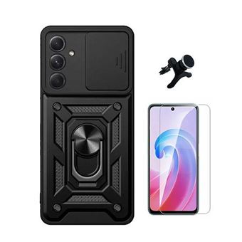 Kit Vidro Temperado ClearGlass + Capa Magnetic Military Defender Slide Window Anti-Impacto + Suporte Magnético de Carro Reforçado Phonecare para Samsung Galaxy A55 5G - Preto - 1