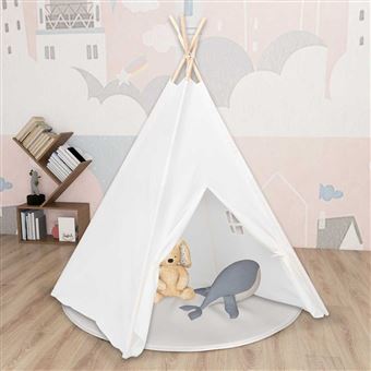 Tenda Teepee Infantil vidaXL com saco 120x120x150cm pele pêssego branco - 1