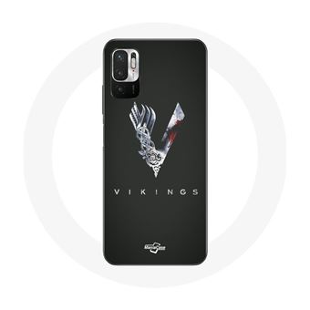 Capa Maniacase para Xiaomiredmi Note 10T 5G Vikings Series Temporada 6 Logotipo V Epée Cinzento Fundo Preto - 1