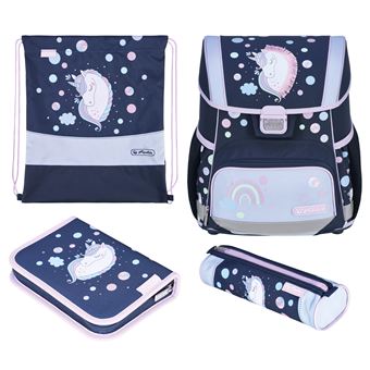 Conjunto de Mochilas Escolares Herlitz Loop Plus Unicorn Dreams | Azul escuro, Rosa - 1