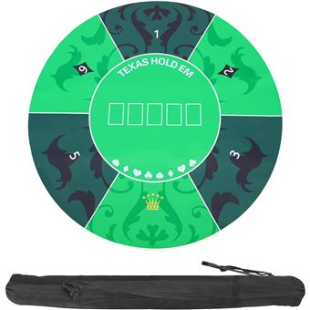 Toalha de Mesa Redonda para Jogo de Tabuleiro Royal Bailey 53 Texas Hold'em Casino | 6 Pessoas | Diâmetro 600x4mm | Verde Claro/Verde Escuro - 1