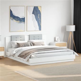 Estrutura cama com cabeceira vidaXL | 180x200 cm | derivados madeira branco - 1