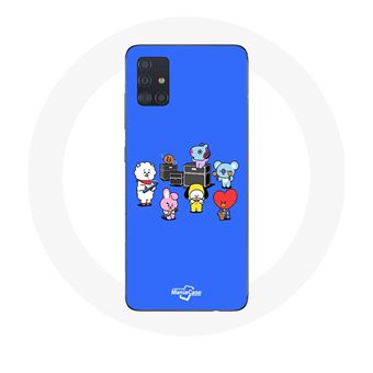 Capa Maniacase para Samsung Galaxy A51 5G Bts Bt21 Tata Chimmy Cooky Rj Koya Shooky emang Jouent de La Música Fundo Azul - 1