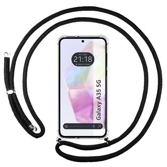 Capa de Silicone TUMUNDOSMARTPHONE para Samsung Galaxy A35 5G Transparente com Cordão Preto - 1