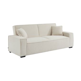 Sofá-cama sweeek | 3 lugares | tecido boucle branco creme | Creme - 1