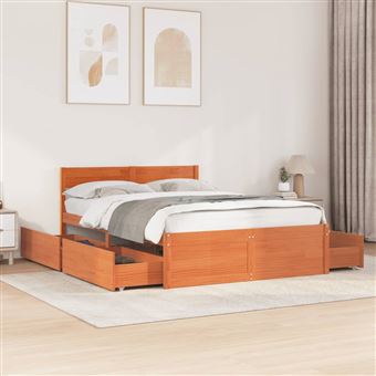 Cama sem colchão vidaXL | 120x200 cm | madeira pinho maciça castanho-mel - 1
