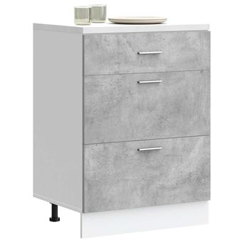 Armário base cozinha vidaXL | betão cinzento madeira projetada - 1