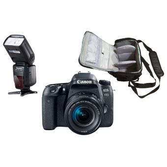 Canon EOS 77D + Canon EF-S 18-55mm f/3.5-5.6 IS STM + Bolsa de Transporte Profissional + Flash - 1