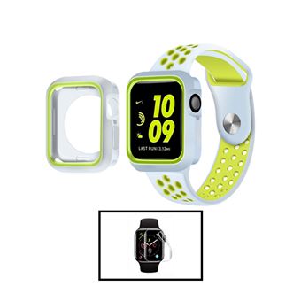 Kit Phonecare Capa Military DoubleColor + Pulseira SportyStyle + Película de Hydrogel para Apple Watch Series 9 Aluminum - 41mm - Cinza / Verde - 1