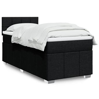 Cama com molas/colchão vidaXL | 90x200 cm | tecido preto - 1