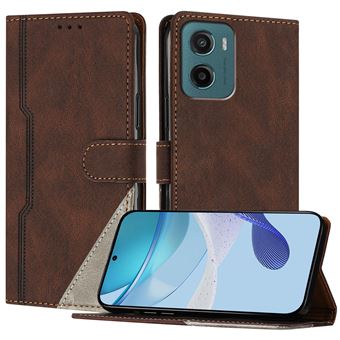 Capa FOXDOCK para Motorola Moto G05 | Fecho Magnético | Pele TPU Macia | 3 Compartimentos para Cartões | Função de Suporte | Castanho - 1