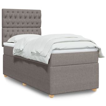 Cama com molas/colchão vidaXL | 90x190 cm | tecido castanho-acinzentado - 1