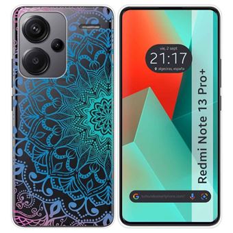 Capa Tumundosmartphone de silicone transparente para Xiaomi Redmi Note 13 Pro+ Plus 5G design Mandala desenhos - 1