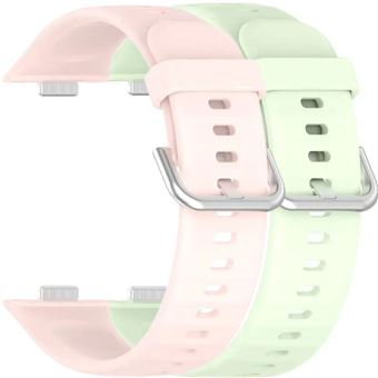 Pack 2x Bracelete em Silicone com Fecho de Metal Antiimpacto para Huawei Watch Fit 3 | Rosa e Verde Claro - 1