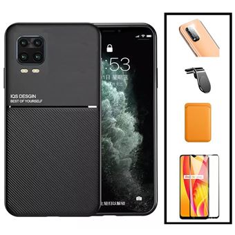 Kit Phonecare | Capa Magnetic Lux + Magnetic Wallet Laranja + 5D Full Cover + Película de Câmara Traseira + Suporte Magnético L Safe Driving para Xiaomi Mi 10 Lite 5G - Preto - 1