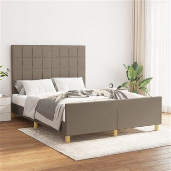 Estrutura de Cama com Cabeceira vidaXL | 140x190 cm | Tecido - castanho-acinzentado - 1