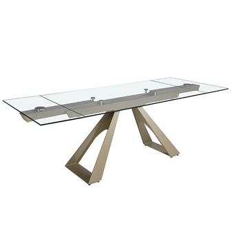 Mesa de Jantar Extensível Retangular Angel Cerdá 1125C | Vidro Temperado - 1