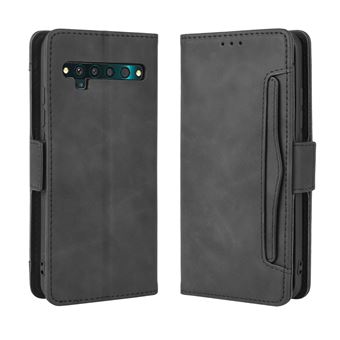 Capa FOXDOCK Protetora para TCL 10 Pro | Suporte e Flip de couro PU | À Prova de Choque | Preto - 1