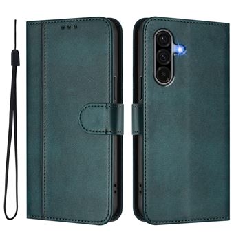 Capa FOXDOCK para Samsung Galaxy A56 5G | Estilo Vintage | TPU com Textura de Pele Antiderrapante | Compartimentos para Cartões e Suporte | Verde escuro - 1