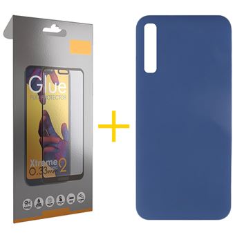 Conjunto skyhe 1 x Película de Vidro Full + Capa para Samsung Galaxy A30s | Silicone Líquido - Azul - 1