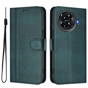 Capa FOXDOCK para Tecno Spark 20 Pro Plus 4G | Estilo Vintage | TPU com Textura de Pele Antiderrapante | Compartimentos para Cartões e Suporte | Verde escuro - 1